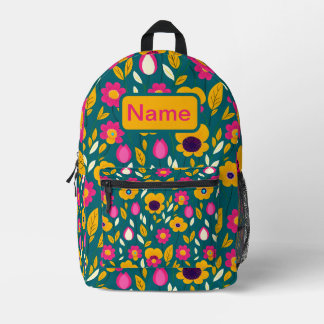 Impresa Mochila floral Verde azulada energética personaliz