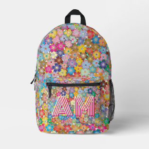 Impresa Mochila floral vibrante y de moda con monograma pe
