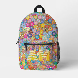 Impresa Mochila floral vibrante y de moda con monograma pe