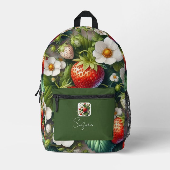 Impresa Mochila Fruta Fresa Roja Fresa (Anverso)