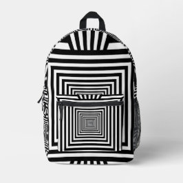 Impresa Mochila geométrica 3D negra y blanca — Elegante y