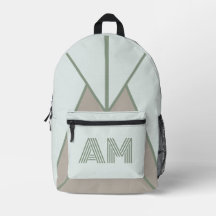Mochila geométrica monograma minimalista verde sal