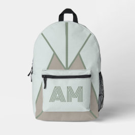 Impresa Mochila geométrica monograma minimalista verde sal