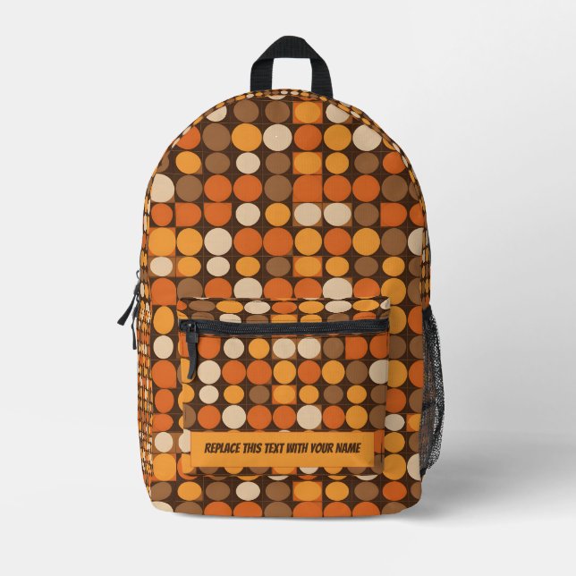 Impresa Mochila Geométrica Retro Personalizada (Anverso)