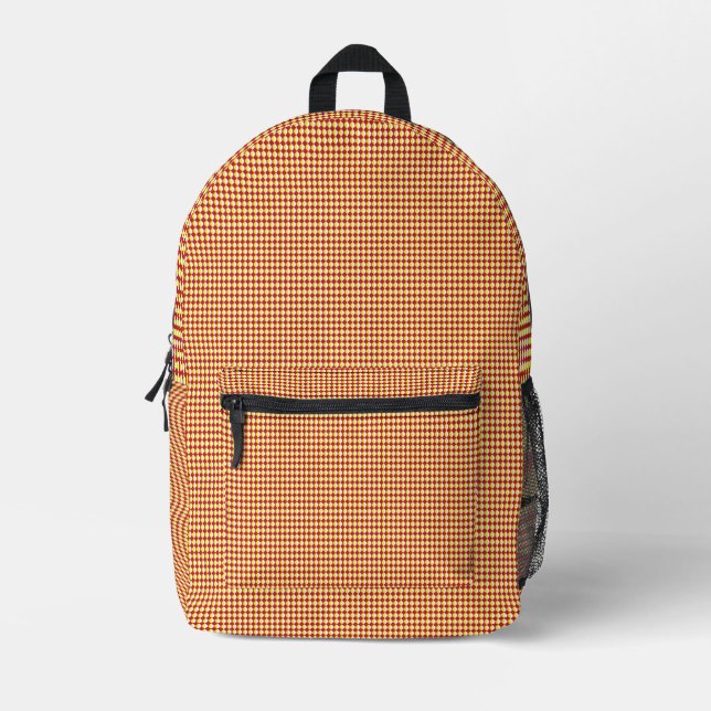 Impresa Mochila Geométrica Roja Amarilla Personalizada (Anverso)