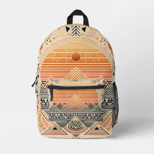 Impresa Mochila Geométrica Tribal de la Pirámide del Amane