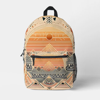 Impresa Mochila Geométrica Tribal de la Pirámide del Amane