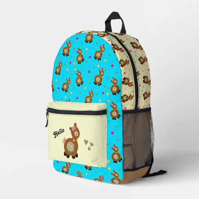 Impresa Mochila gráfica graciosa de alpaca (Esquina derecha trasera )