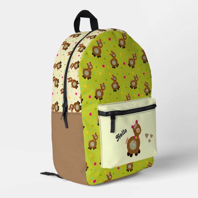 Impresa Mochila gráfica graciosa de alpaca (Esquina izquierda trasera)