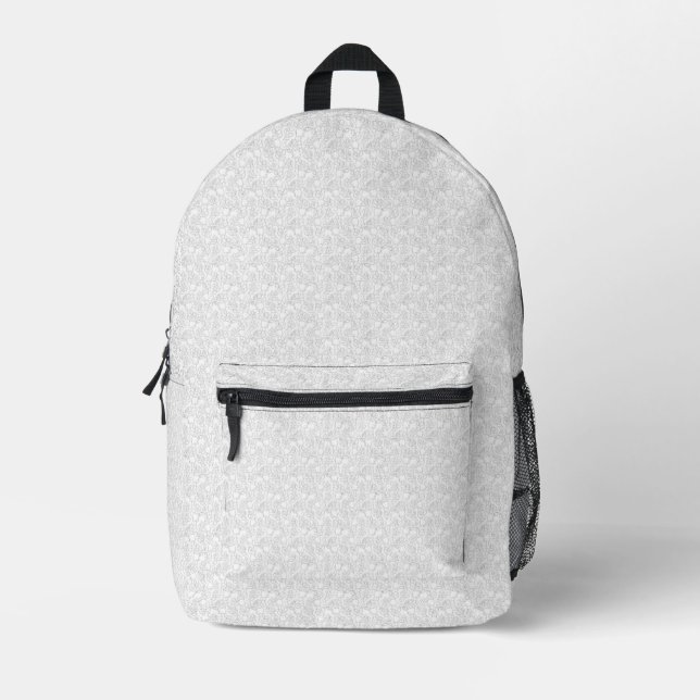 Impresa Mochila gris floral personalizada (Anverso)