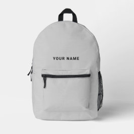 Impresa Mochila gris minimalista con nombre personalizado