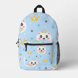 Impresa Mochila infantil con patrón azul de gato real lind