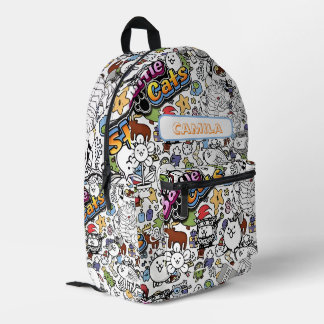 Impresa Mochila infantil con patrón de gato de dibujos ani