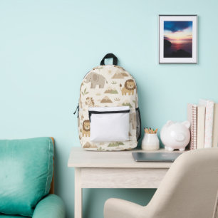 Impresa Mochila Infantil de Lujo Safari Neutro Patrón