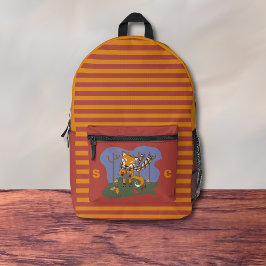 Impresa Mochila infantil de zorro otoñal adorable con inic