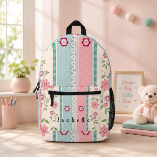 Impresa Mochila infantil floral con nombre personalizado