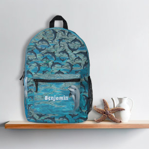 Impresa Mochila infantil personalizada de delfines en el a