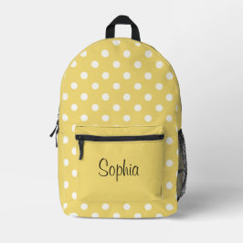 Impresa Mochila infantil personalizada de lunares amarillo