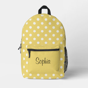 Impresa Mochila infantil personalizada de lunares amarillo