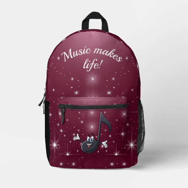 Impresa Mochila - La música hace vida o el texto personali (Anverso)