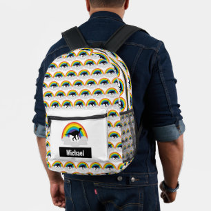 Impresa Mochila Lluvia de Colores Niño Dinosaurio Nombre P