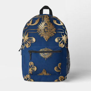 Impresa Mochila Mandala Azul Indio Dorado