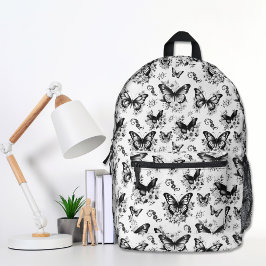 Impresa Mochila Mariposa Blanco Negro
