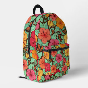 Impresa Mochila Mariposas Hibiscus Arte Abstracto
