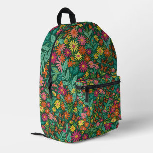 Impresa Mochila Mariposas Naranjas Margaritas Arte Abstrac
