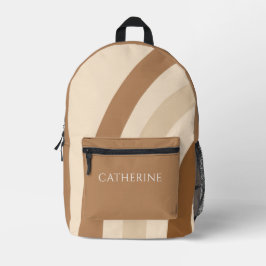 Impresa Mochila marrón y crema boho personalizada con nomb