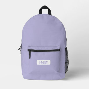 Impresa Mochila Minimalista Morada Pastel con Nombre Perso