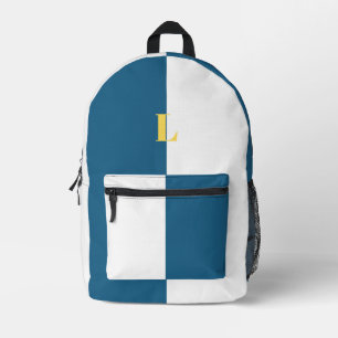 Impresa Mochila minimalista personalizada azul marino y bl
