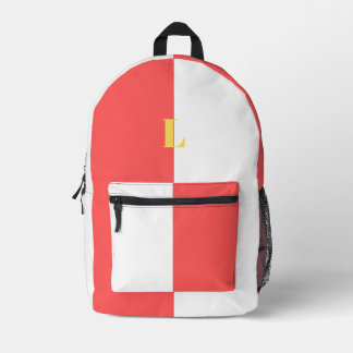 Impresa Mochila Minimalista Roja y Blanca con Nombre Perso