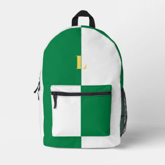 Impresa Mochila Minimalista Verde y Blanca con Nombre Pers