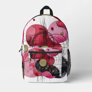 Impresa Mochila moderna de arte en forma de círculo rojo y