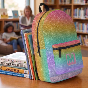 Impresa Mochila moderna para niña con brillo de purpurina