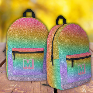 Impresa Mochila moderna para niña con brillo de purpurina 
