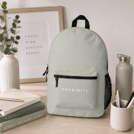 Impresa Mochila moderna personalizada verde salvia con nom