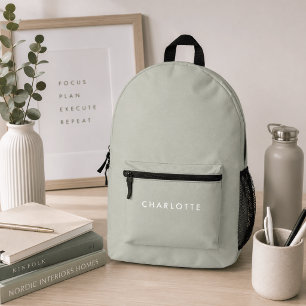 Impresa Mochila moderna personalizada verde salvia con nom