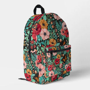 Impresa Mochila Monarca de Anémonas Florales Boho Abstract