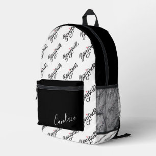 Impresa Mochila Monocroma "Bonjour" personalizada