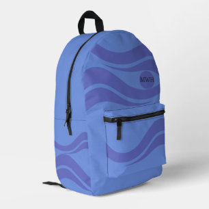 Impresa Mochila Monograma de las olas del océano azul mari