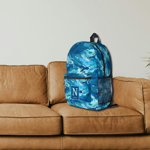 Impresa Mochila Monograma de onograma de onda azul
