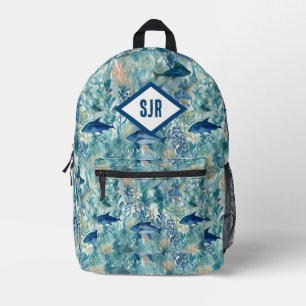 Impresa Mochila Monograma de Pez Azul