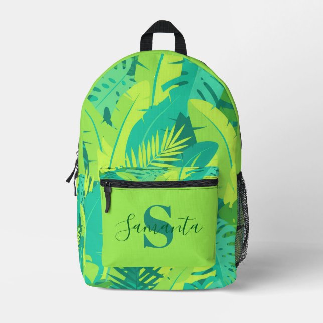 Impresa Mochila Monograma Tropical con Nombre (Anverso)