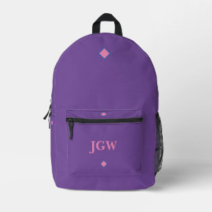 Impresa Mochila monogramada rica en morado y Personalizado