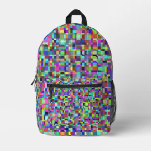 Impresa Mochila Multicolor de Formas Cuadradas Abstractas