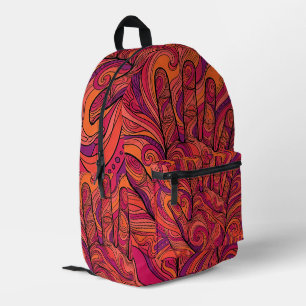 Impresa Mochila naranja puesta de sol Palma abierta Arte a