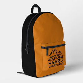 Impresa Mochila negra amarilla de hiking con gráfico de mo