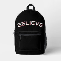 Mochila negra con cita inspiradora 'Creer'